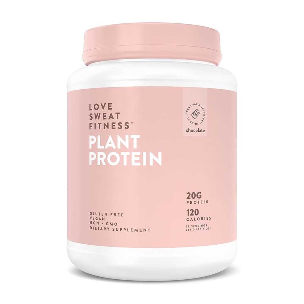 Love Sweat Fitness Organic Plant Based Protein Powder, Chocolate - 28 Servings, 20g Protein, Vegan, Gluten Free, Non-GMO
