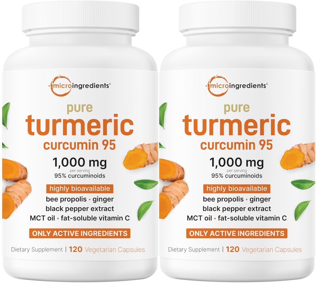 Micro Ingredients Pure Turmeric Curcumin Supplement 1,000mg – 95% Curcuminoids with Black Pepper & Ginger – High Absorption for Joint & Antioxidant Support* – Filler Free, 240 Veggie Capsules