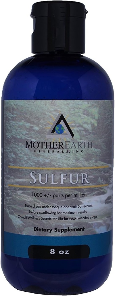 Moder Jord Mineraler - Svovl - Aids in Elimination of Toxins, Understøtter blodcirkulation, Scavenges gratis radikaler, Beautifies The Skin, Fleksible Bond Connects celler - 8 Ounce 96 Serveringer