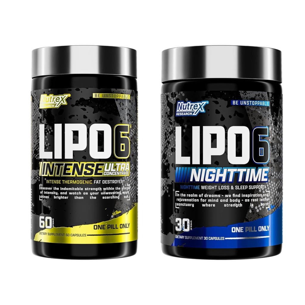 Nutrex Research Lipo 6 Intense og Nighttime AM / PM Bundle
