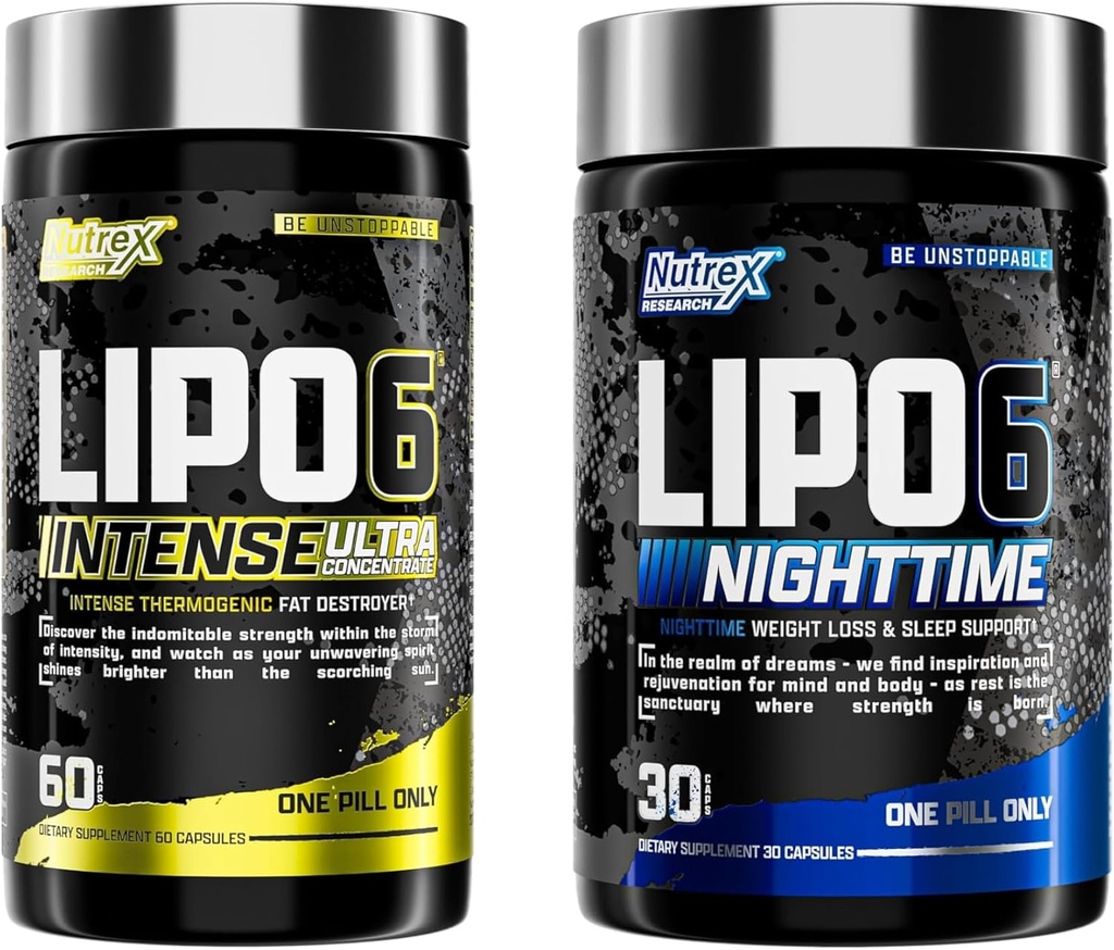 Nutrex Research Lipo 6 Intense og Nighttime AM / PM Bundle