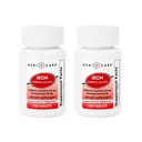 GeriCare Ferrosulfat- tabletter 325mg, Elemental Iron 65 mg højpotens Iron Supplement124; Kosttilskud 100 Greve. (Pakning med 2)