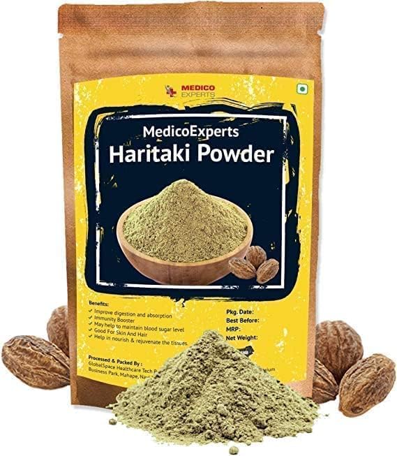 SENTA Haritaki Powder Organic - 100 GMS | 100% Pure Harde Powder | Kadukkai Powder | Harad Powder | Inknut Powder for Dark Circles, Face, Skin & Healthy Digestion