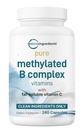 Micro Ingredients Pure Methyled B Complex, 240 Kapsler Note 124; 11-in-1 Formel med B12, Thiamin, Folate, Inositol, Cholin & C-vitamin; Supporterer energi, Mood & Nerve Health