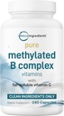Micro Ingredients Pure Methyled B Complex, 240 Kapsler Note 124; 11-in-1 Formel med B12, Thiamin, Folate, Inositol, Cholin & C-vitamin; Supporterer energi, Mood & Nerve Health