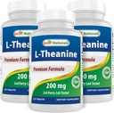 Bedste Naturals L- Theanine 200mg per tablet (400mg per 2 tabletter) - fremmer afslapning uden Drowsiness - 120 vegetariske tabletter - (120 greve (pakke med 3))