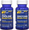 NATURAL STACKS Acetylcholine Brain Food & Serotonin Brain Food Bundle - Supports a Positive Mood & Cognitive Function* - 120 Total Capsules