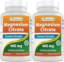 Bedste Naturals Magnesium Citrate (Citrato de Magnesio) 400mg 250 tabletter (400 mg Elemental Magnesium per 2 tabletter) (2)