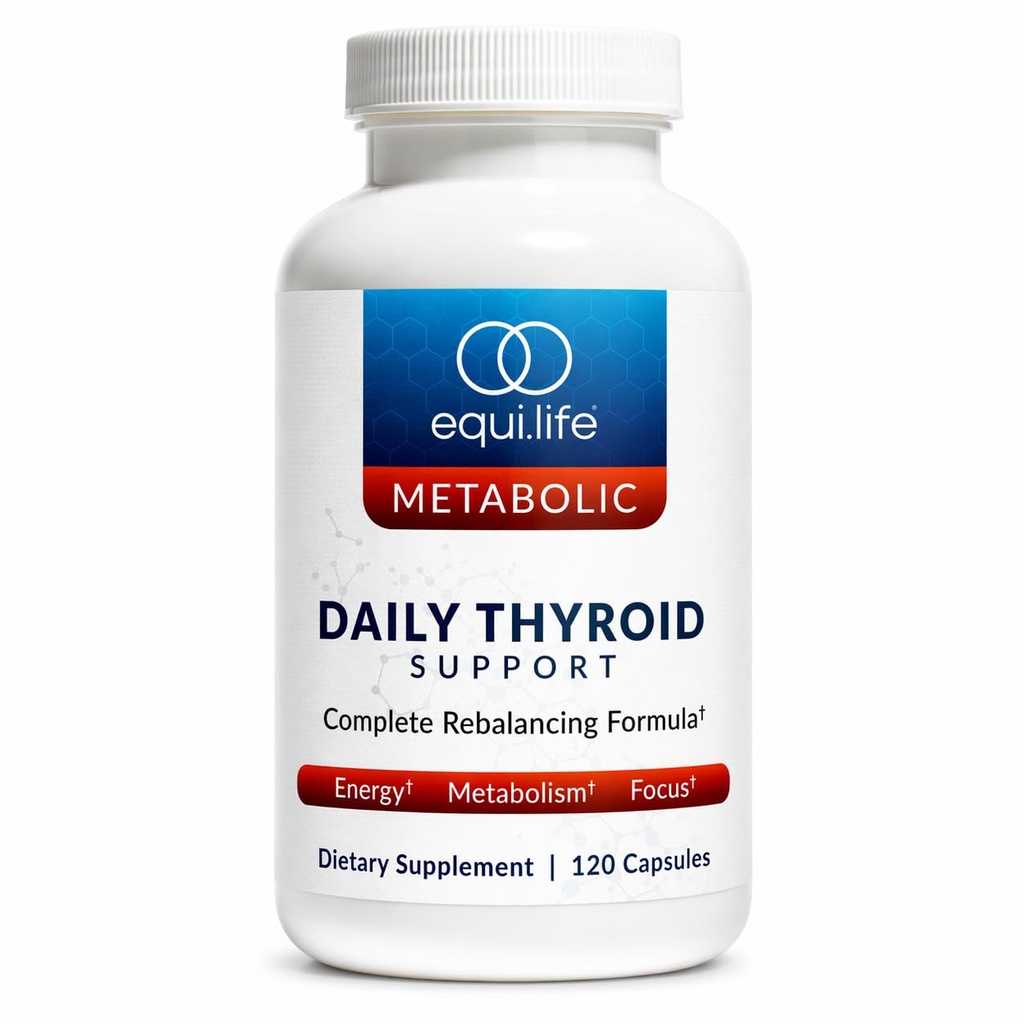 Equilife Thyroid Support, Vitamin og Min Supplement med C-vitamin, Zink, E-vitamin, Jod og Selenium, Adaptogens & Aminosyrer Formel, Samlet Wellness Support, Gluten Free, 120 Kapsler