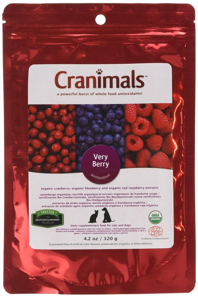 Krybdyr meget berry antioxidant Superfood Berry pulver til hunde og katte - Natural antioxidant Boost fra tranebær, hindbær og blåbær, 120 g / 4.2 Oz Bag