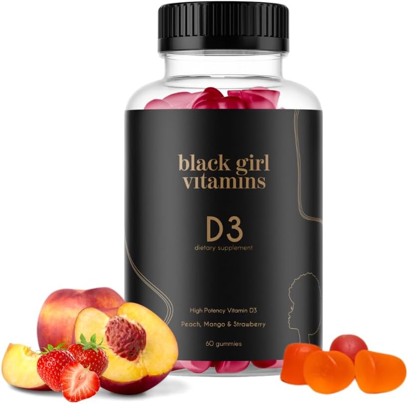 Black Girl Vitamin - Vitamin D3 Gummies, for immun, energi, og benstøtte, 2000IE (50mcg) D-vitamin pr Servering, Gluten- Gratis D-vitamin Gummies