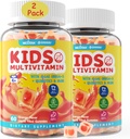 (2 Pack) Kids Multivitamin Gummies med Jern, Sukker Free, Kids Daily Vitamin + Probiotika, Alger Omega 3 (EPA / DHA), A, C, D, Methyl B12, Folate, B6, Zink, Biotin, for sund vækst, immunforsvar