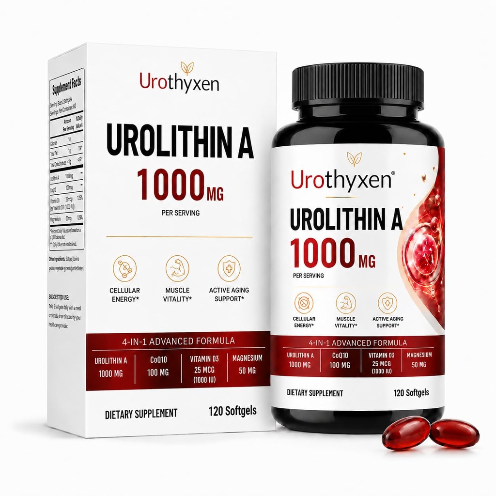 Urolithin A Supplement 1000mg Softgels, Support for Healthy Aging and Muscle Recovery -120 Count