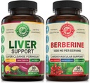 Leverrensning Detox Reparation Formel og Premium Berberine Bundle (en flaske hver). Understøtter lever sundhed, hjerte-kar-sundhed, energi boost, metaboliske funktion. USA Made.