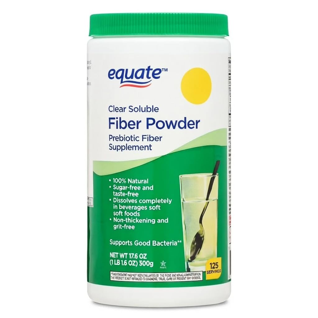 Equate Clear Soluble Fiber Powder Prebiotic Supplement, 17.6 oz, 125 Servings Sticker