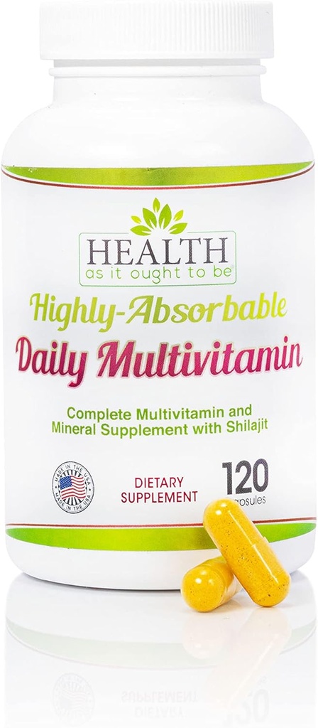 Sundhed som det bør være højlydt i 124; Absorbable Daily Multivitamin med Shilajit, MethylB12, Methylfolat, og Vitamin K2 MK7 Supplementet 124; 120 Kapsler