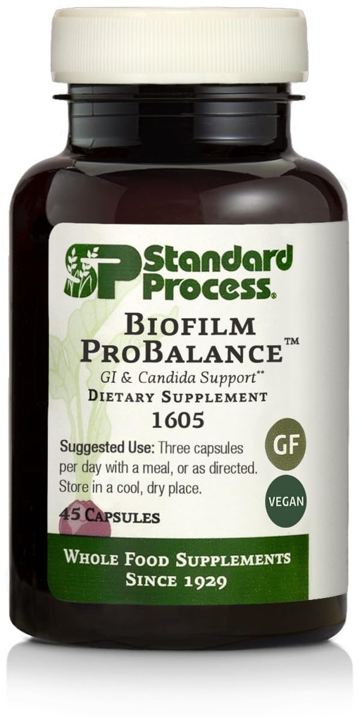 Standard Process Biofilm ProBalance - Digestive Wellness Supplement with Probiotics - Gut Health & Microbiome Support - Aids Intestinal Comfort - Gluten-Free & Vegan - 45 Capsules (15 Servings)