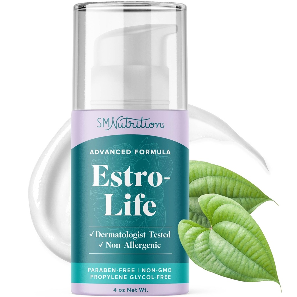 Avanceret Estro- Life Balancing Skin Cream til kvinder, 124; Kosmetisk Skin Cream med Estriol, Wild Yam, Black Cohosh, Vitamin A, Black Currant Oil & Manganese; Paraben- Free