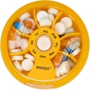 INVODA Weekly Pill Organizer 7 Segment Roterende Pill Box for Daglig Medicin & Vitaminer - Bærbar rejse Pill sag Fish Oil Kosttilskud Vitaminer Organizer (Orange)