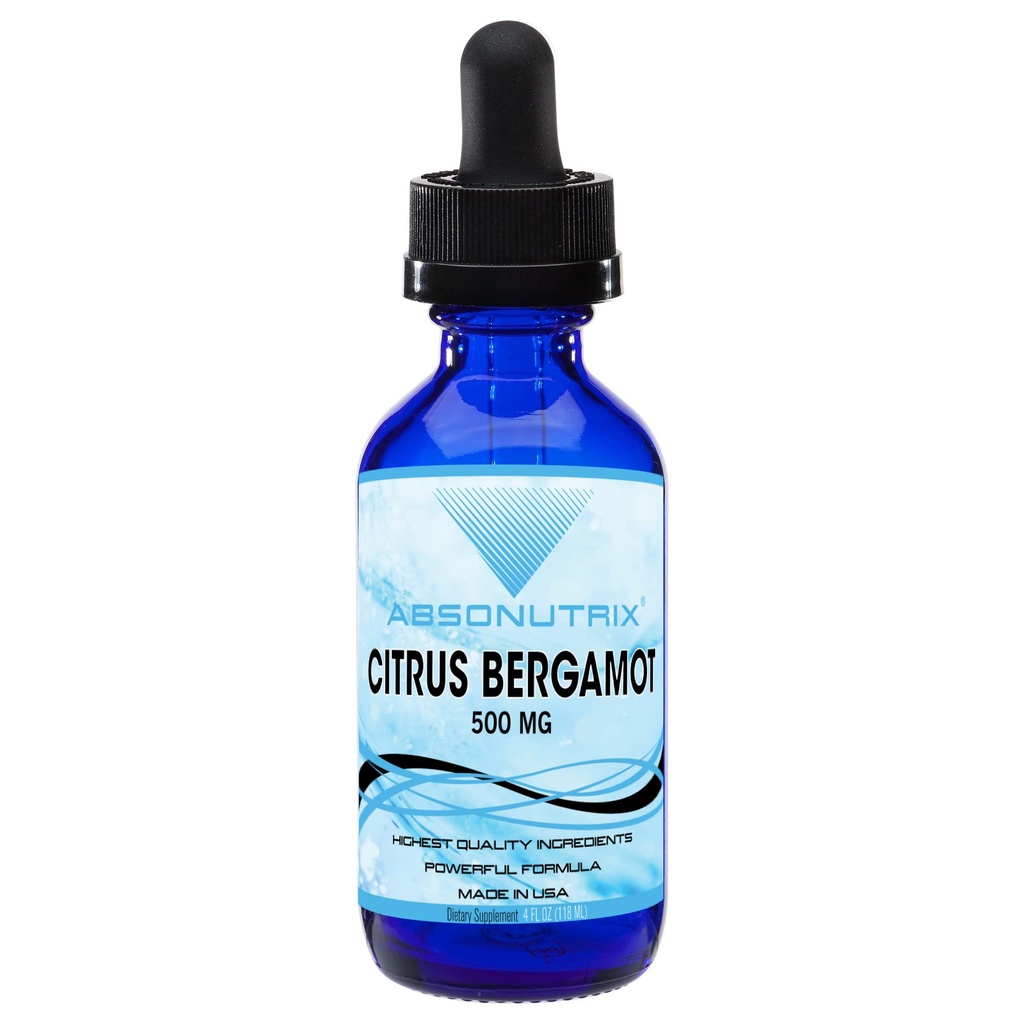 Absonutrix Citrus Bergamot Extract 500 mg, 4 Fl Oz Flaske, 200 Potent Servering, Easy- to- Consume Liquid Drops, Quick Absorption, Gluten- Free, Third- Party Testet, GMP- Certified, Non- GMO, Made in USA