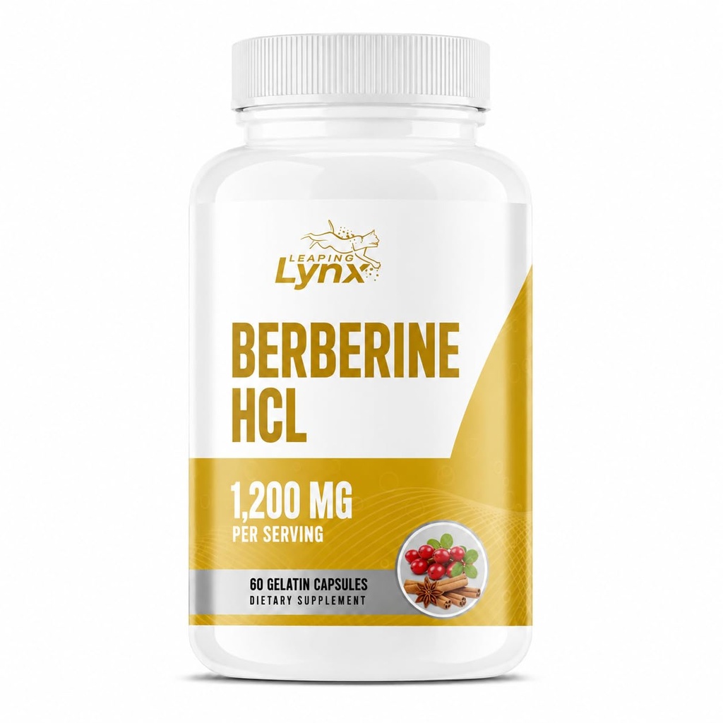 Leaping Lynx Berberine HCl 1200mg - 60 Capsules - High Absorption Berberine Supplement - 30-Day Supply