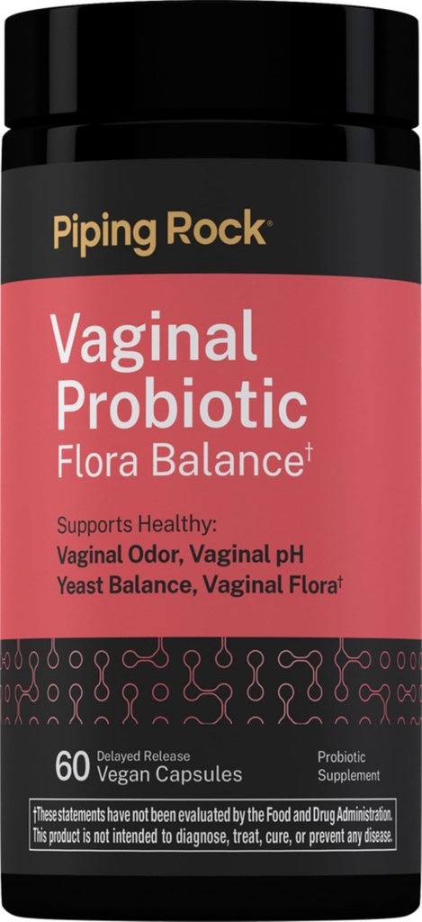 Piping Rock Vaginal Probiotic Capsules | 60 Count | for Women | Lactobacillus with Prebiotics | Supports Healthy Odor, pH, Yeast Balance, and Flora | Non-GMO, Gluten Free