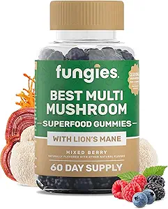 Fungies Multi Mushroom Gummies for Men & Women - Mushroom Supplement Includes Lion’s Mane, Cordyceps, Reishi, Chaga, Shiitake, Maitake & Turkey Tail - Gelatin-Free, Gluten-Free & Vegan Gummy Vitamins