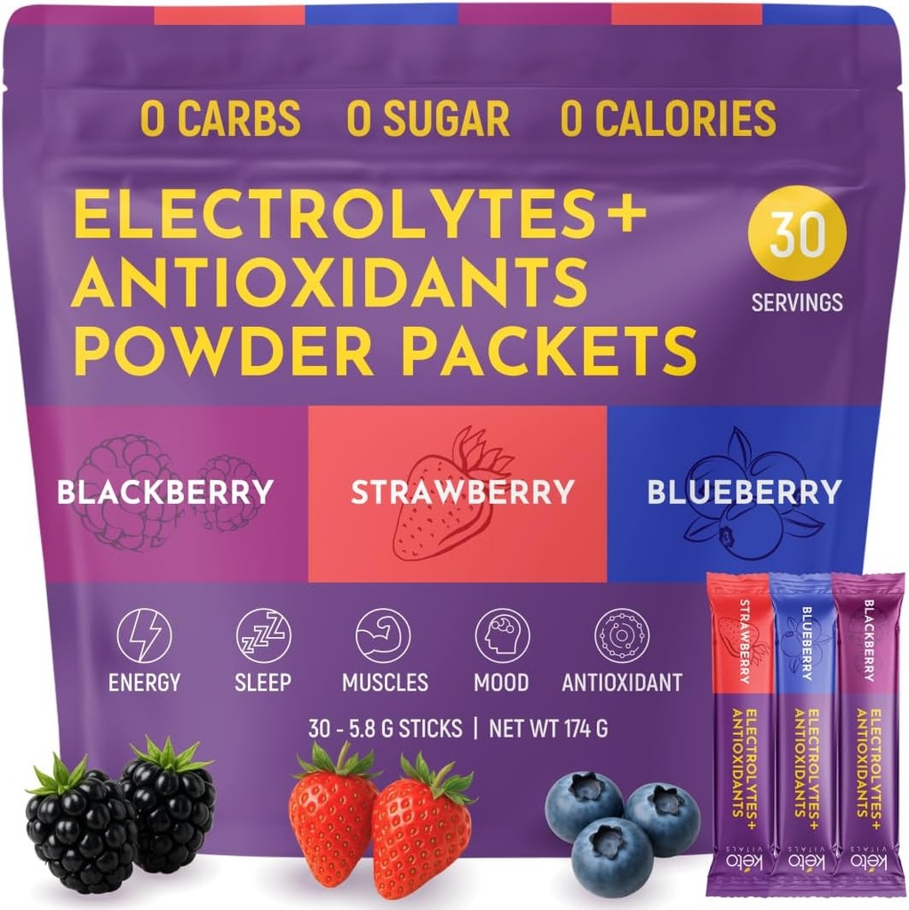 Keto Vitals Berry Electrolytes Powder Packets No Sugar Yep 124; Keto Friendly Electrolytes Travel Packets Yep 124; Variety Individuelle Stickpacks Yep 124; Energy Drink Mix 124; Zero Calorie Yep 124; Zero Carb (Berry Assorted, 30)