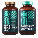 Digitale enzymer med Probiotika og Prebiotika og Vegansk Probiotisk Plus B12 Forbedret fordøjelse og Gut Health Bundle