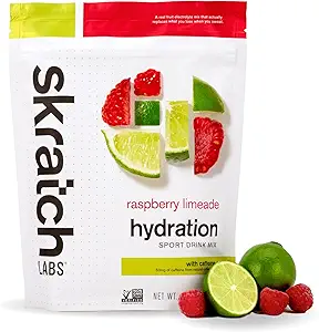 Skrattch Labs Hydration Pulver • 124; Sport Drink Mix • 124; Elektrolytter Pulver til motion, Endurance, og ydeevne • 124; Hindbær Limeade med Koffein • 124; 20 Servering • 124; Non- GMO, Vegan, Kosher