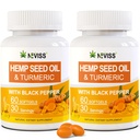 Vegan Omega 3 6 9 Supplements w/Hēmp Seed Oil, Turmeric & Black Pepper, Triple Omega 3-6-9 Softgels for Brain & Antioxidant, Fish Free Omega 3 Supplements for Men & Women, Easy to Swallow, 120Cts