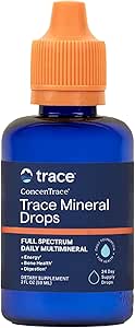 Trace Minerals ConcenTrace Mineral Drops - Flydende supplement til ben & fælles støtte - Aids Hydration & Electrolyte Restoration - Unflavored, 2 fl oz (24 Servere)