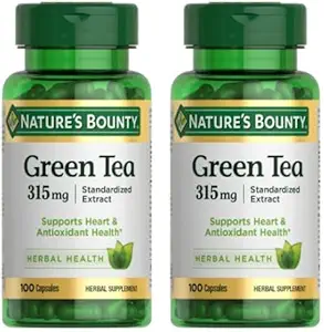 Nature 's Bounty Green Tea Pills and Herbal Health Supplement, Understøtter hjerte og antioxidant sundhed, 315mg, 100 kapsler (pakke med 2)