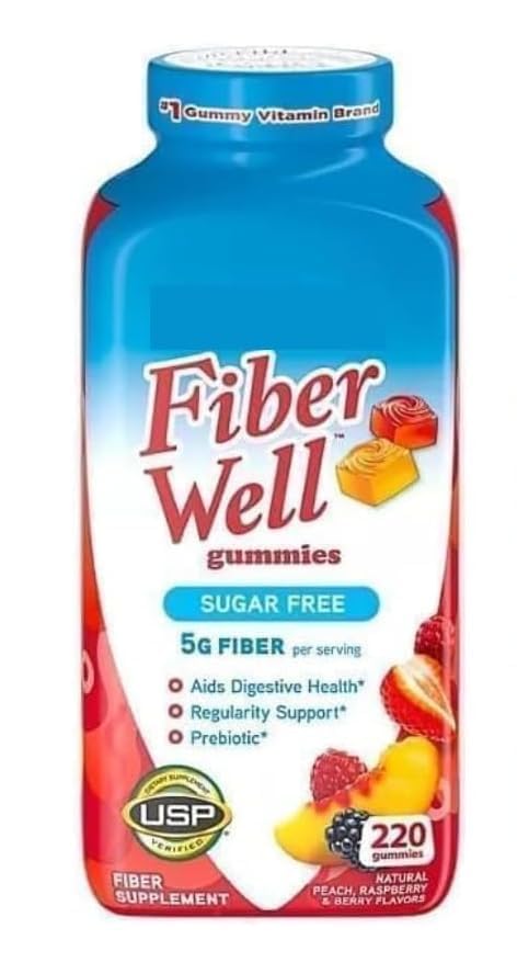Vita Fiber Well Gummies, Sugar Free, Peach, Raspberry & BlackBerry Flavors, 220 Count