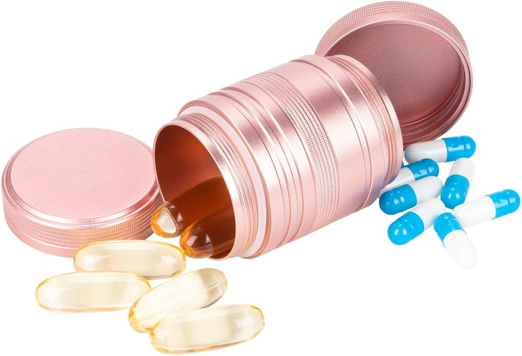 Metal Pill Box Pill sag 2 gange om dagen - Daily Pill Container Portable Travel Medicine Holder for Pocket Purse Medicine Organizer for Vitamin / Fish Oil / Kosttilskud