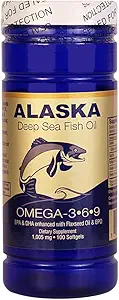 Alaska Deep Sea Fish Oil, Omega 3,6,9 1000 Mg 100 Retteller efter national centralbank