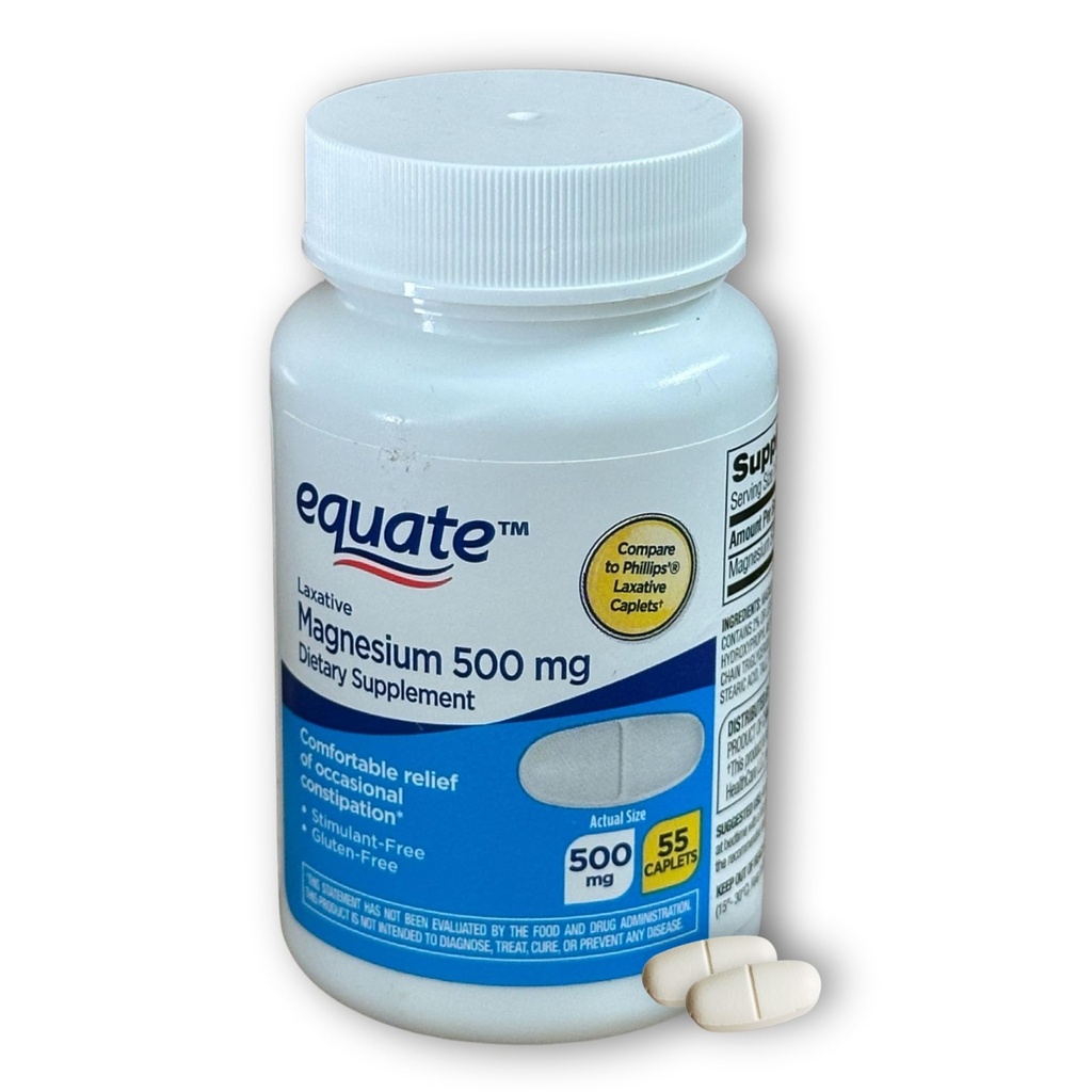 Magnesium for Constipation 500mg- Citrate 55 caplets Digestive Support Laxative (Pack of 1)