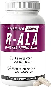 NERVE RENEW R- ALA Stabilized R Alpha Lipoic Acid 600 mg Nerve Support Supplement 3 Pack