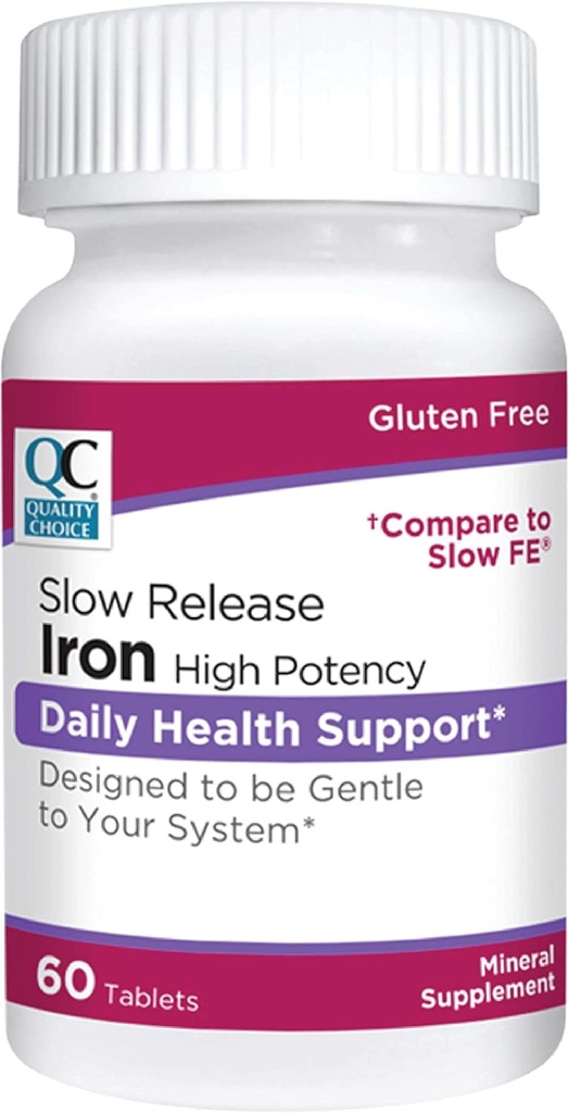 Quality Choice Iron High Potency Slow Release Tablets, 45mg, 60 Tabets Each (Pack of 5)