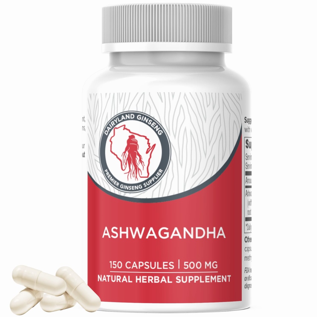 Dairyland Management Ashwagandha Capsules 150ct - 1000 mg per Serving Max Strength Ashwagandha Root Powder - Herbal Supplements and Extract