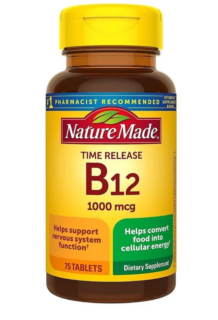 Nature Made Vitamin B12 1000 mcg, Dietary Supplement for Energy Metabolism Support- Time Release- 75 Tablets,