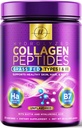 Collagen Peptider Powder 20G med Hyaluronsyre & biotin, Unflavored Grass Fed Hydrolysed Powder Type I & III - Understøtter hår, negle, hud, ben & fælles - Bedste Collagen kosttilskud - 28 Servere