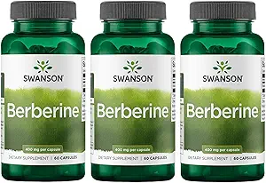 Swanson Berberine - Standardiseret 97% Berberine HC- 400mg hver - 60 kapsler 3 flasker