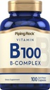 Piping Rock Vitamin B- 100 Complex B124; 100 Kapsler B124; Vitamin B12, B1, B2, B6 B124; Non- GMO, Gluten Free Supplement