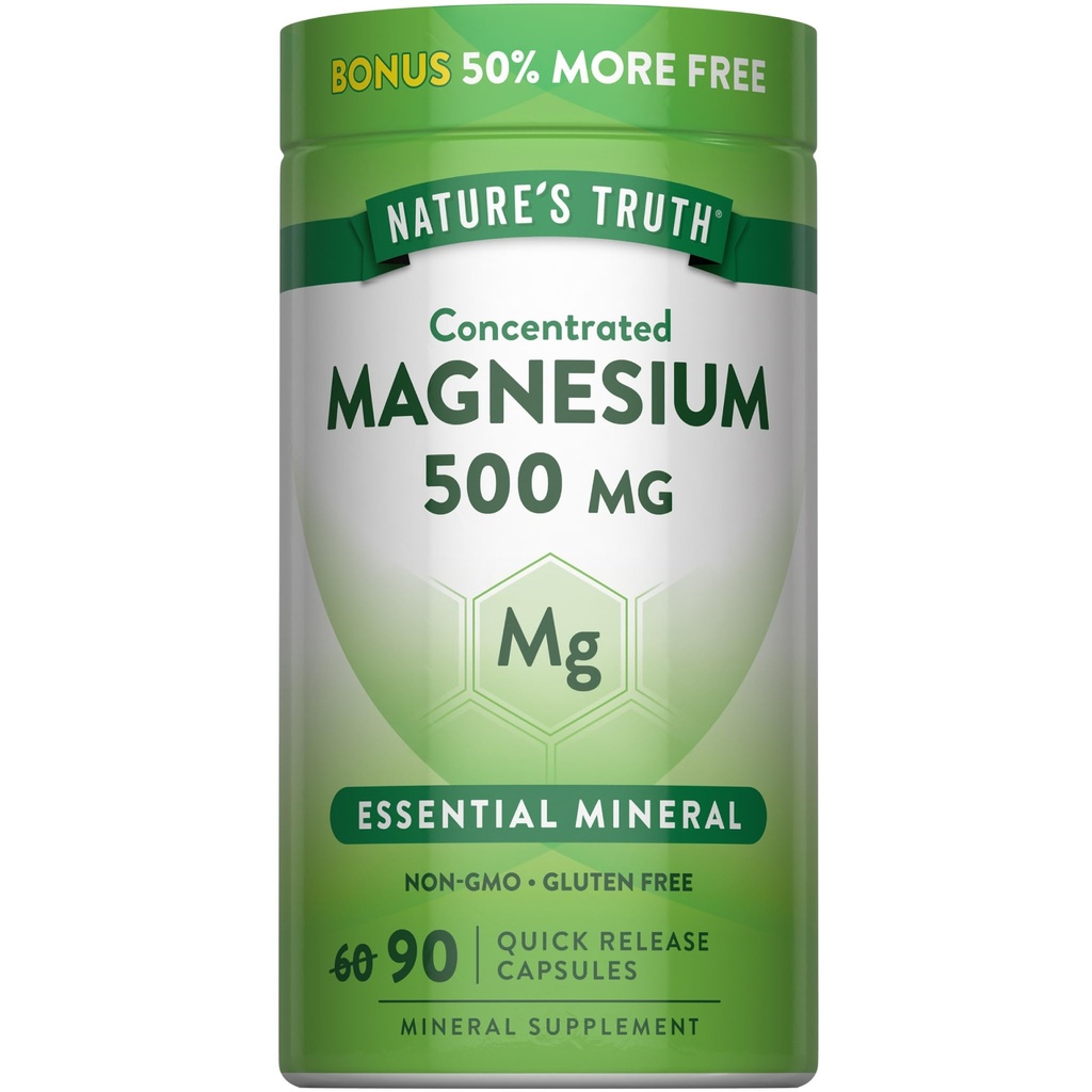Nature 's Truth Magnesium Oxide 500mg Kapsler er 124; 90 Greve er 124; Non- GMO & Gluten Free High Strength Supplement