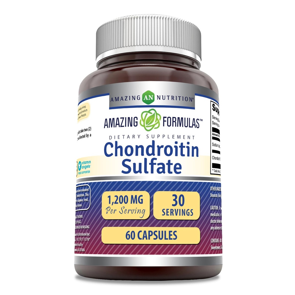 Amazing Formulas Chondroitin Sulfate 1200 mg per servering Supplement 124; Kapsler: 124; Non- Gmo: 124; Gluten Free