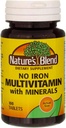 Nature 's Blend Multiple Vitamin with Minerals Tablets No Iron - 100 Tablets, Pack of 3