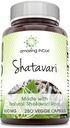 Amazing India Natural Shatavari 500 Mg per Serving 250 Veggie Kapsler Supplement 124; Non- GROMLE 124; Gluten- Free