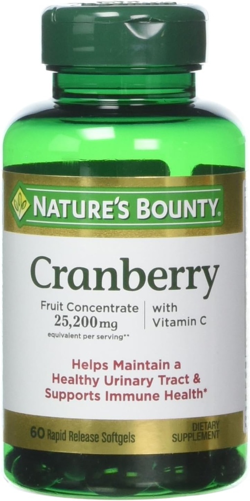 Nature 's Bounty Cranberry med C-vitamin, 25,200 mg, 60 Softgels (pakke med 3)