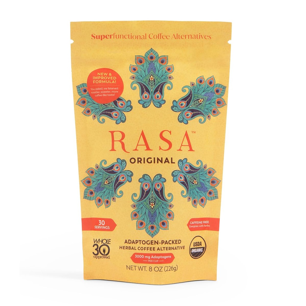 Rasa Original - Adaptogen champignon kaffe Alternativ til at støtte bedre samlede wellness, bedre søvn, Clearer Skin Note 124; Vegan, Keto, Hel 30, Ayurveda Wellness Tonic med Chaga + Reishi (8 oz / 30 Servere)